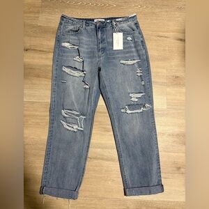 Flying Monkey Light Blue Distressed Boyfriend Jeans